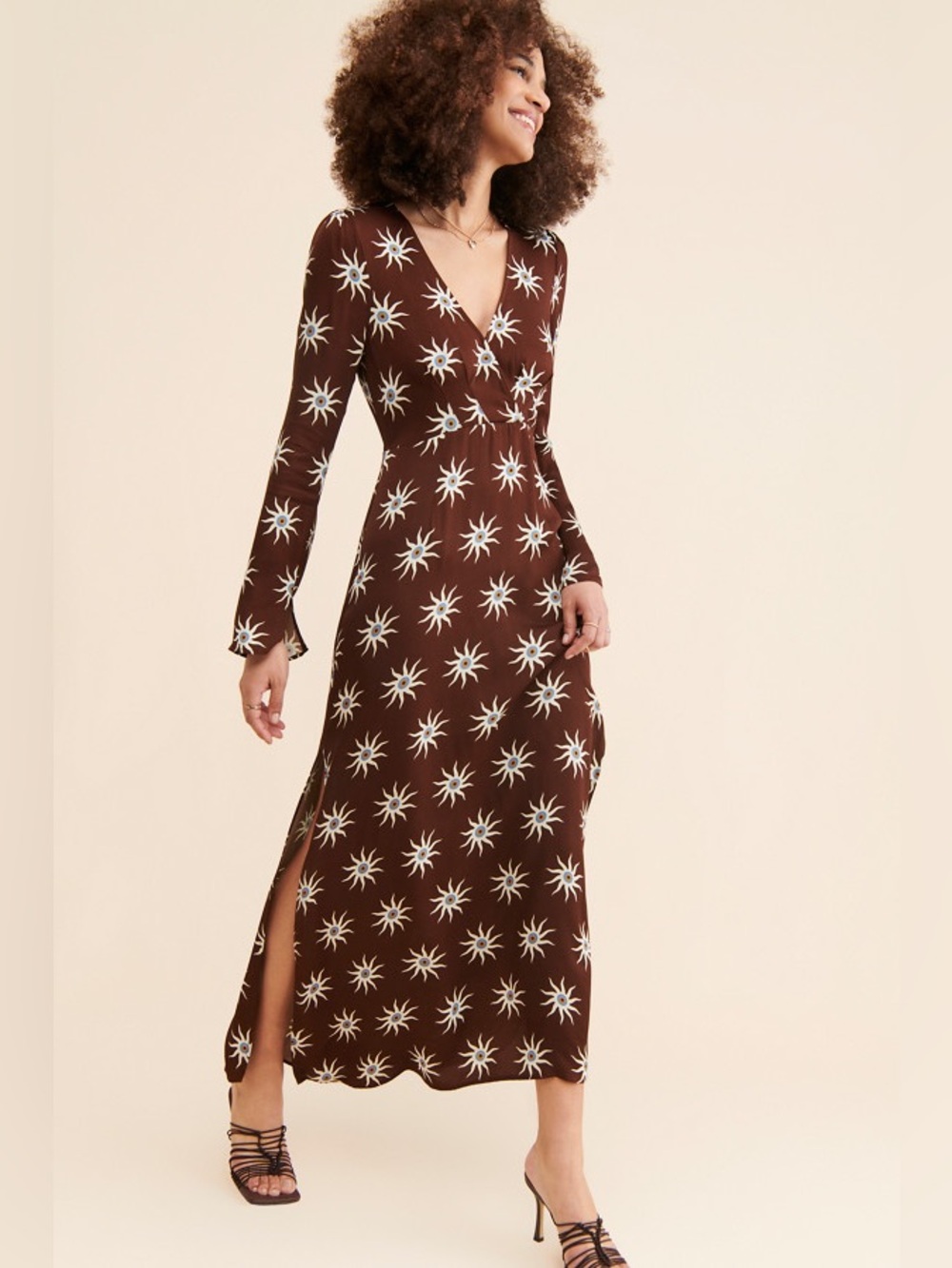 Wolf Gang Gaia Maxi Dress - Brown Sun w/ Evil Eye